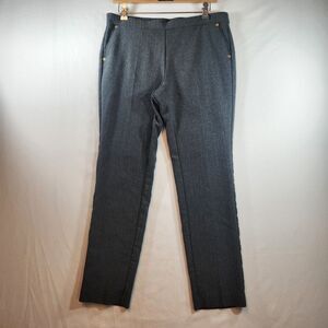Anne Klein Dress Pants Womens Size 6 Gray Herringbone Straight Stretch Pull On